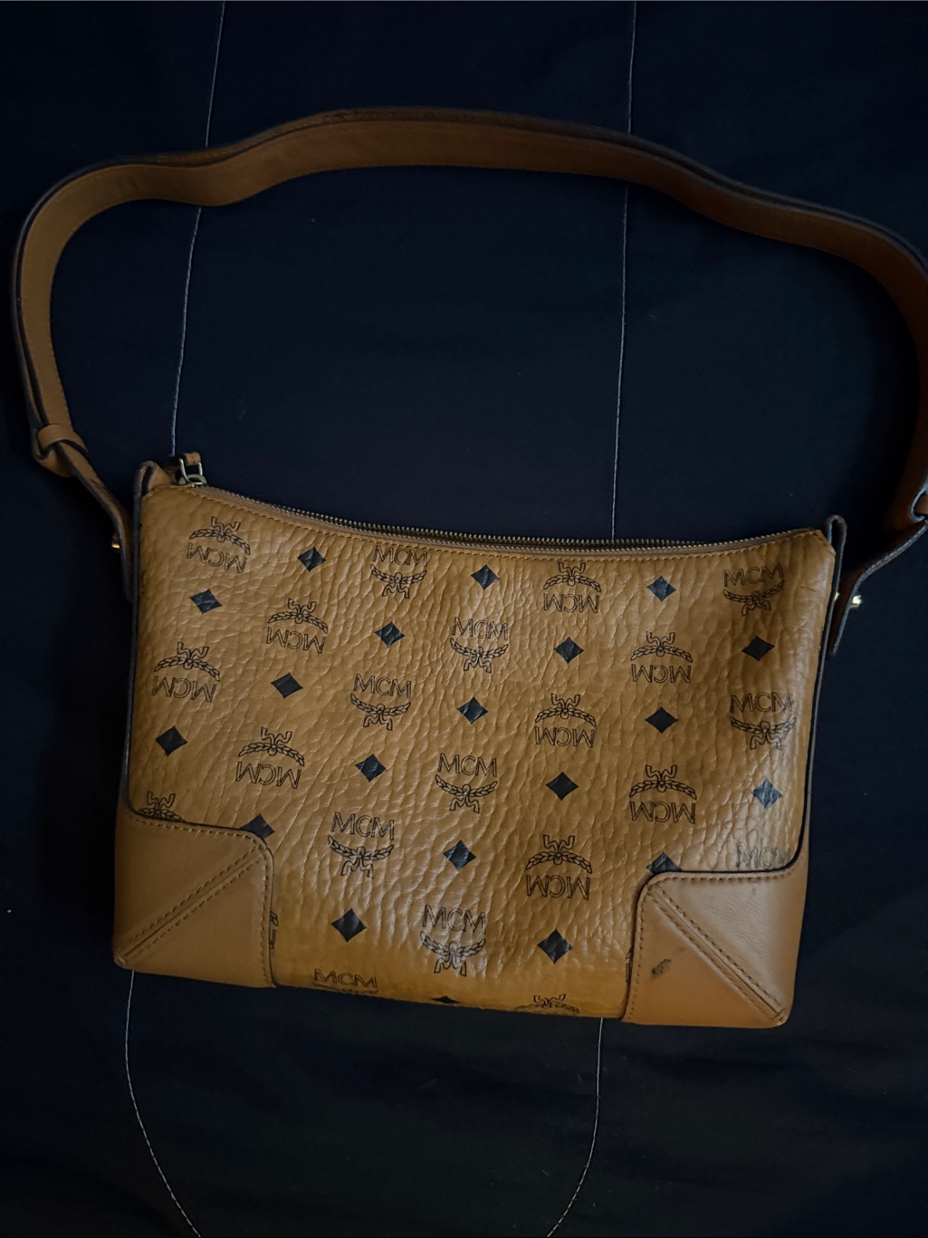 Mcm Tan Visetos Monogram Shoulder Bag